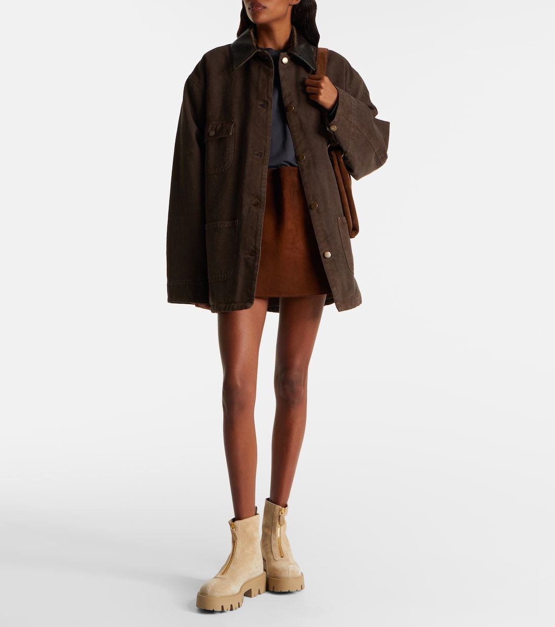 Suede platform ankle boots | Prada