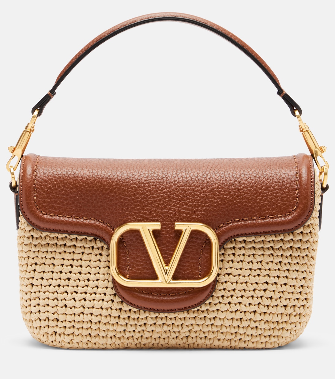 Alltime Small raffia shoulder bag | Valentino Garavani