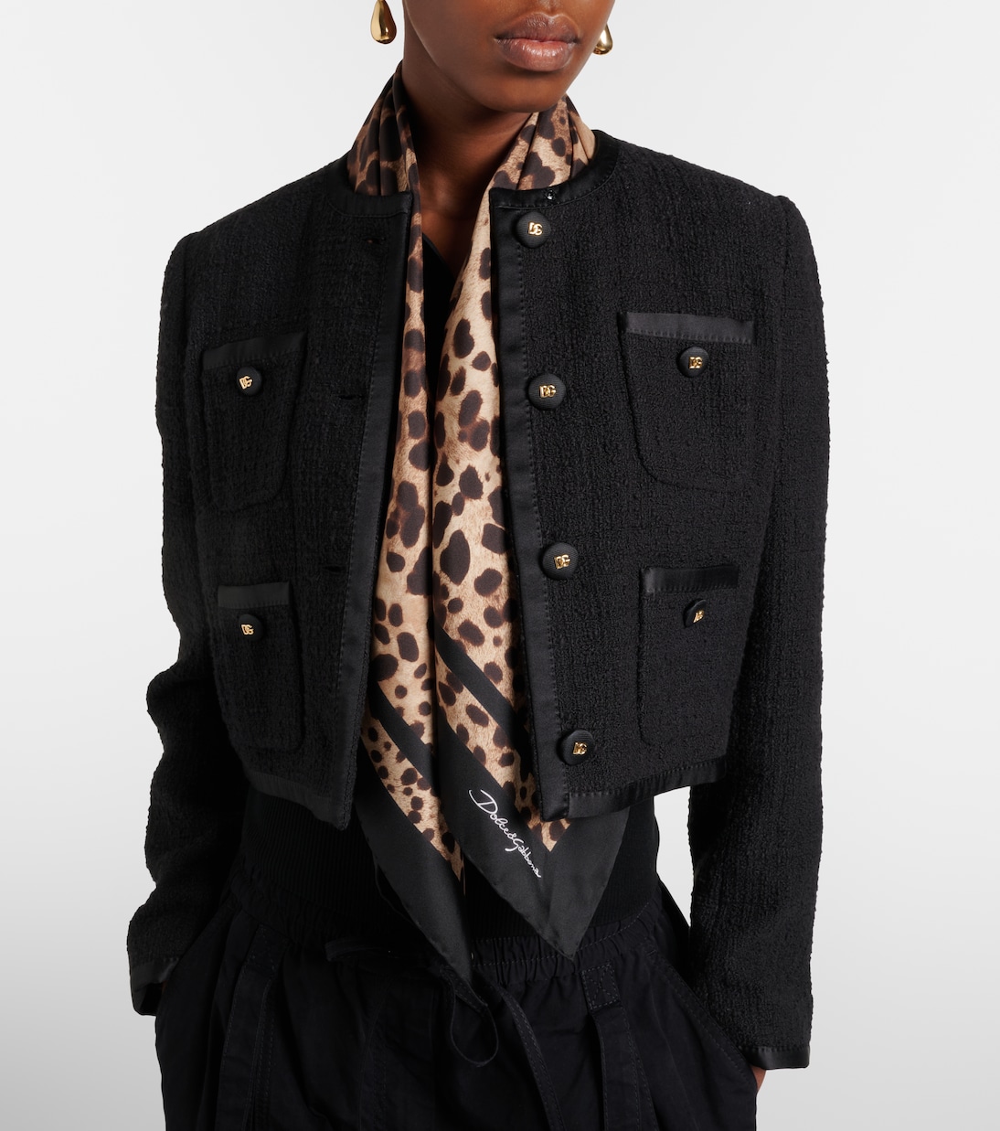 Leopard-print silk scarf | Dolce&Gabbana
