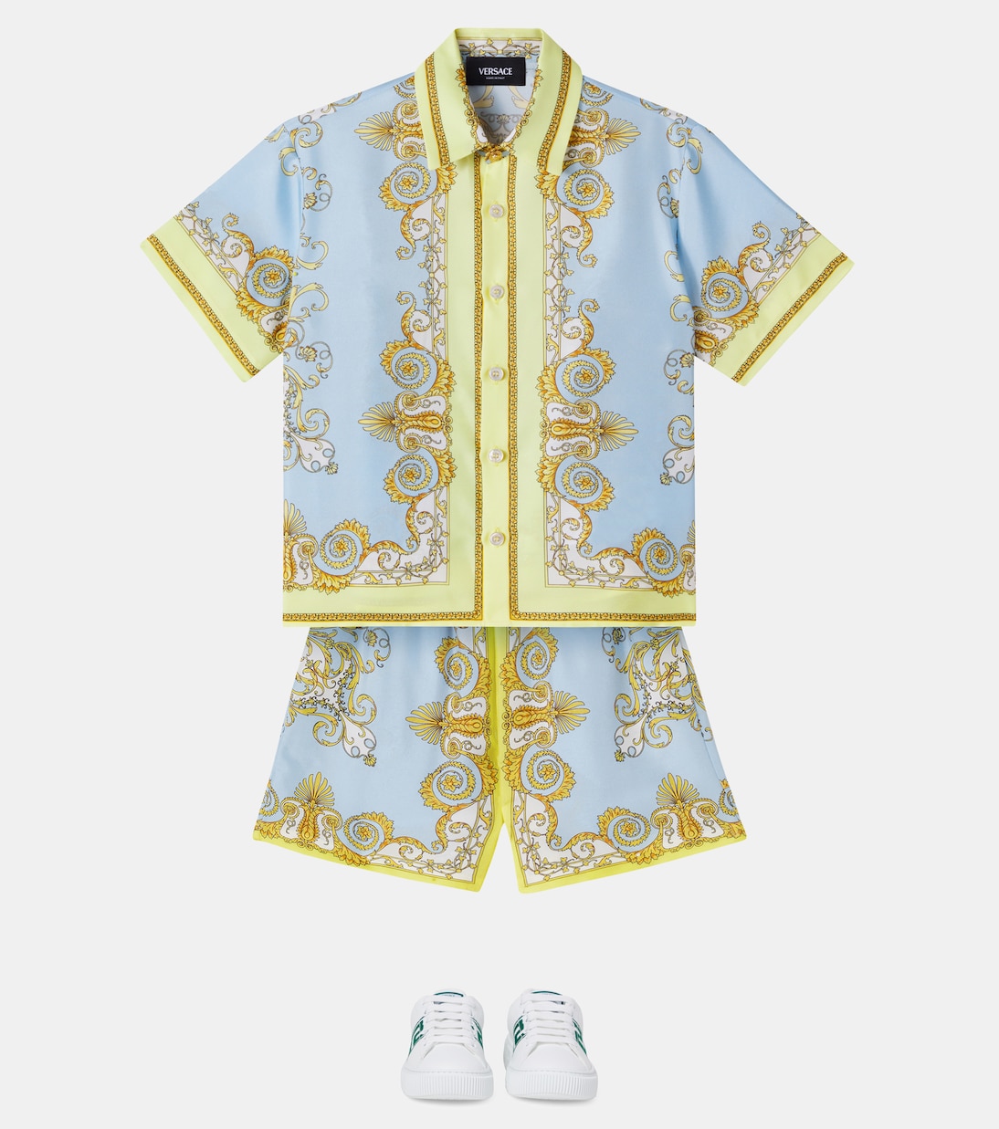 قميص من تويل الحرير Barocco | Versace Kids