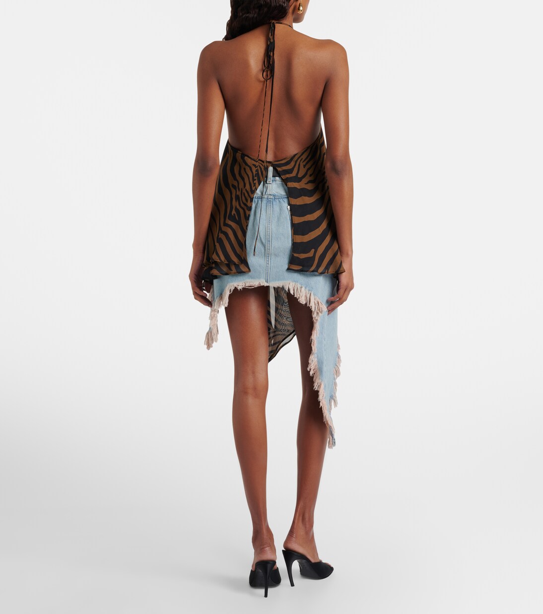 Asymmetric distressed denim miniskirt | Blumarine