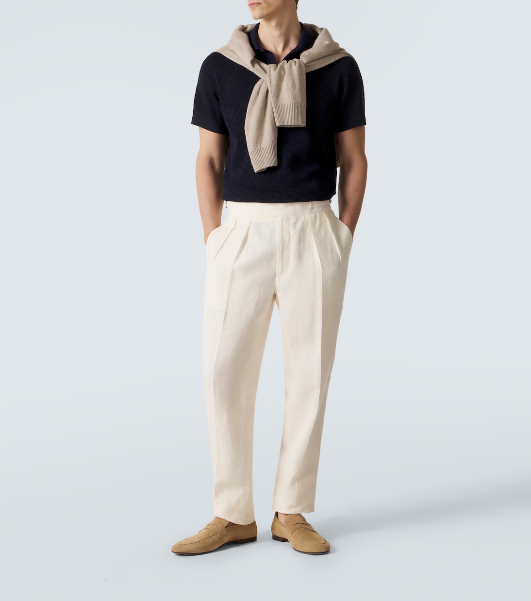 Tapered linen pants | Rubinacci