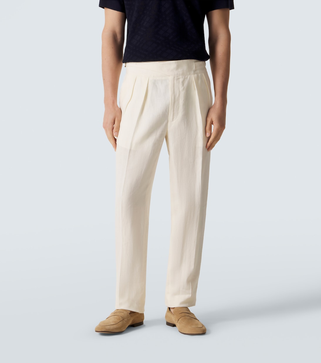 Tapered linen pants | Rubinacci