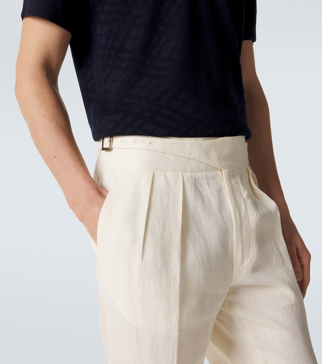 Tapered linen pants | Rubinacci