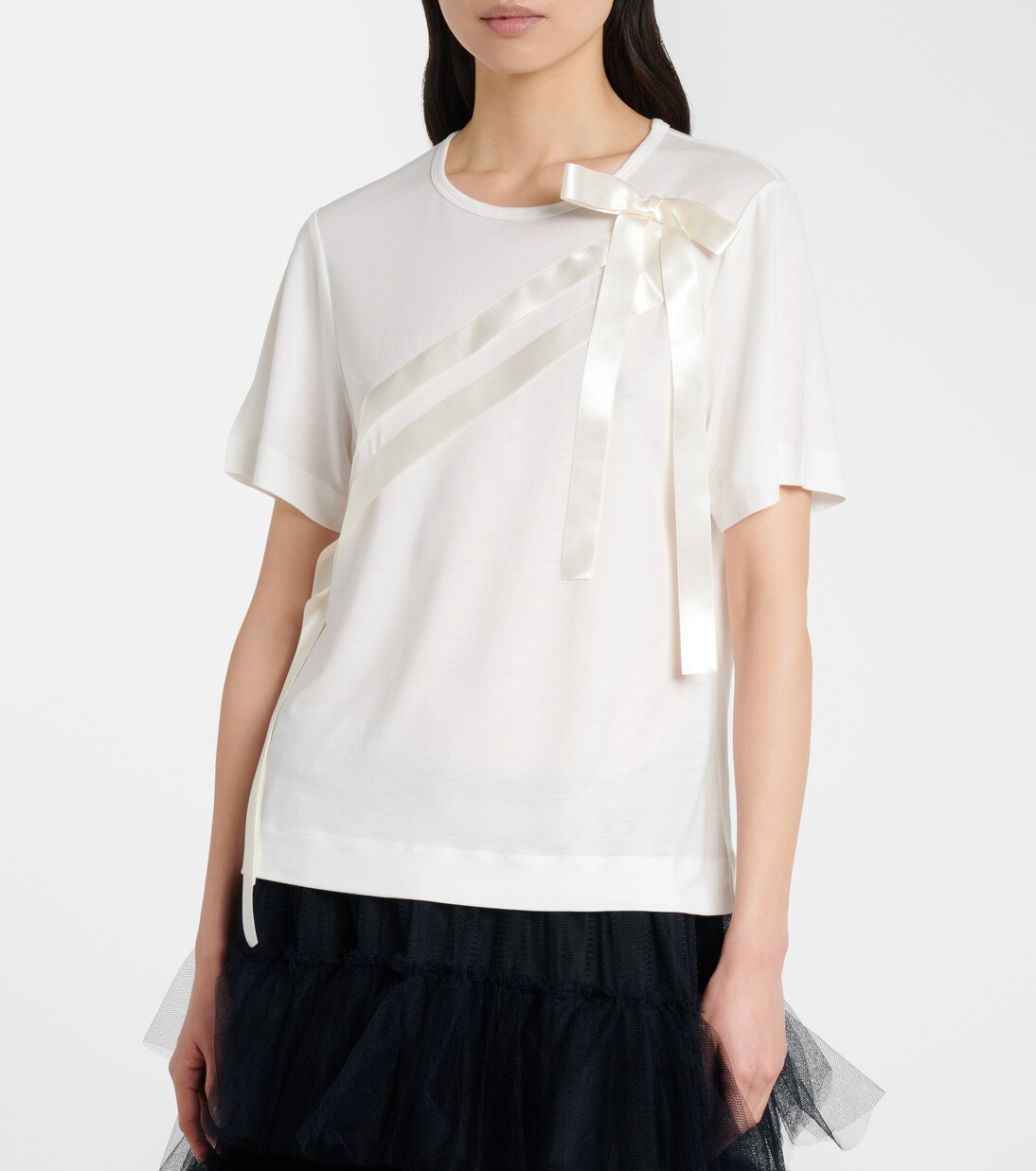 Bow-detail jersey T-shirt | Simone Rocha