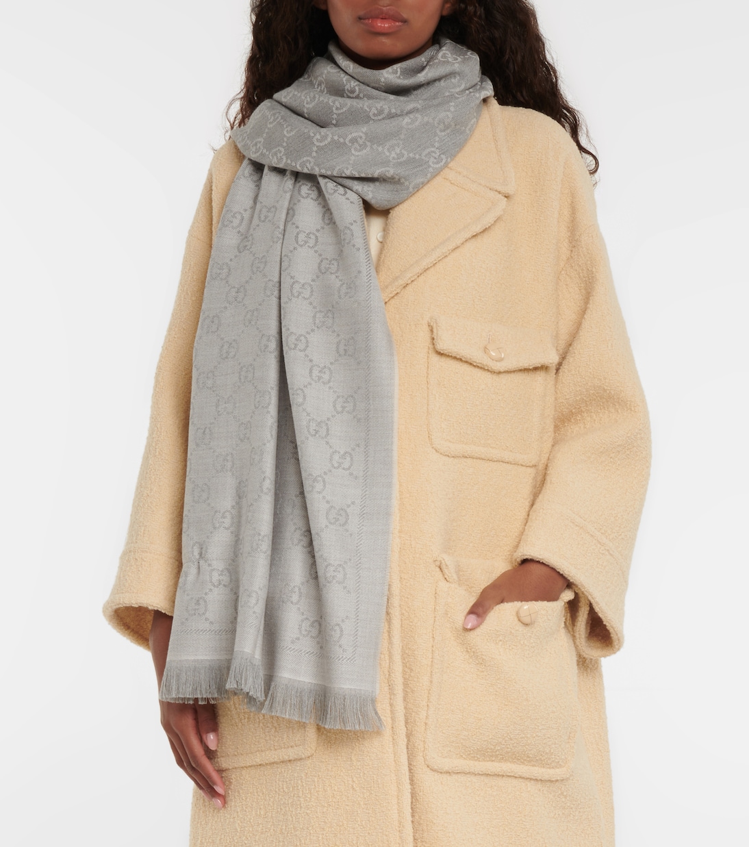 Sciarpa in lana jacquard GG per giovani alla moda