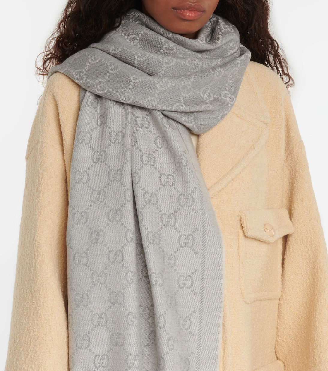 Sciarpa in lana jacquard GG per giovani alla moda