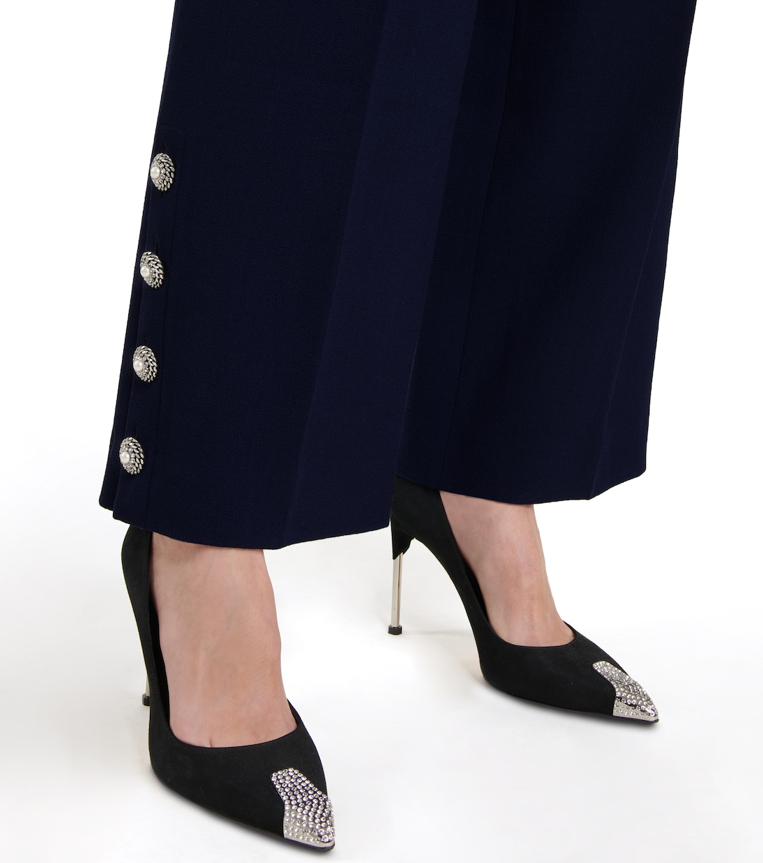 Pantalon ample en crêpe de laine mélangée | Alessandra Rich