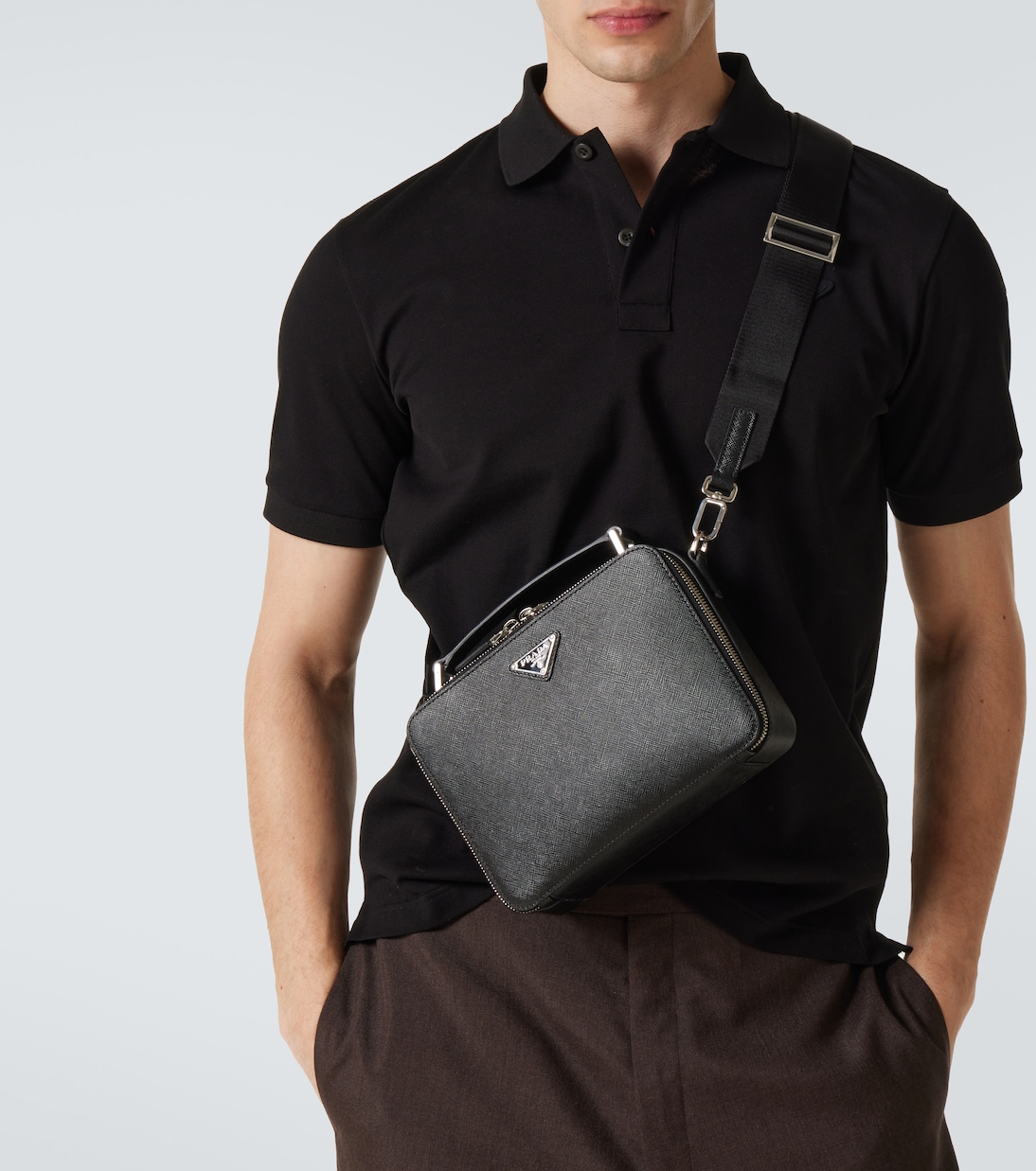 Brique leather shoulder bag | Prada