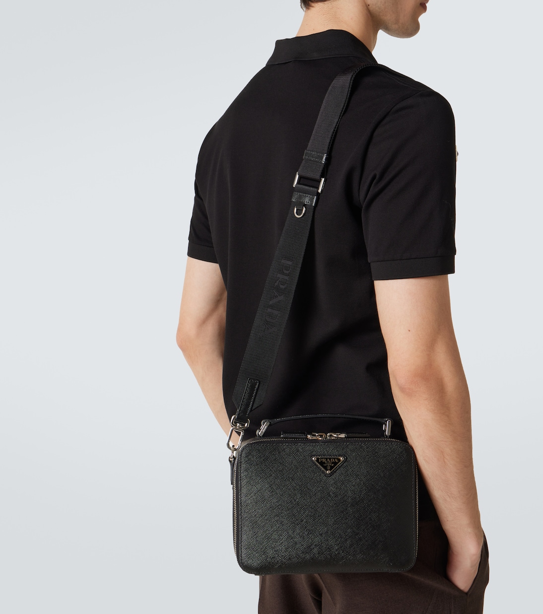 Brique leather shoulder bag | Prada