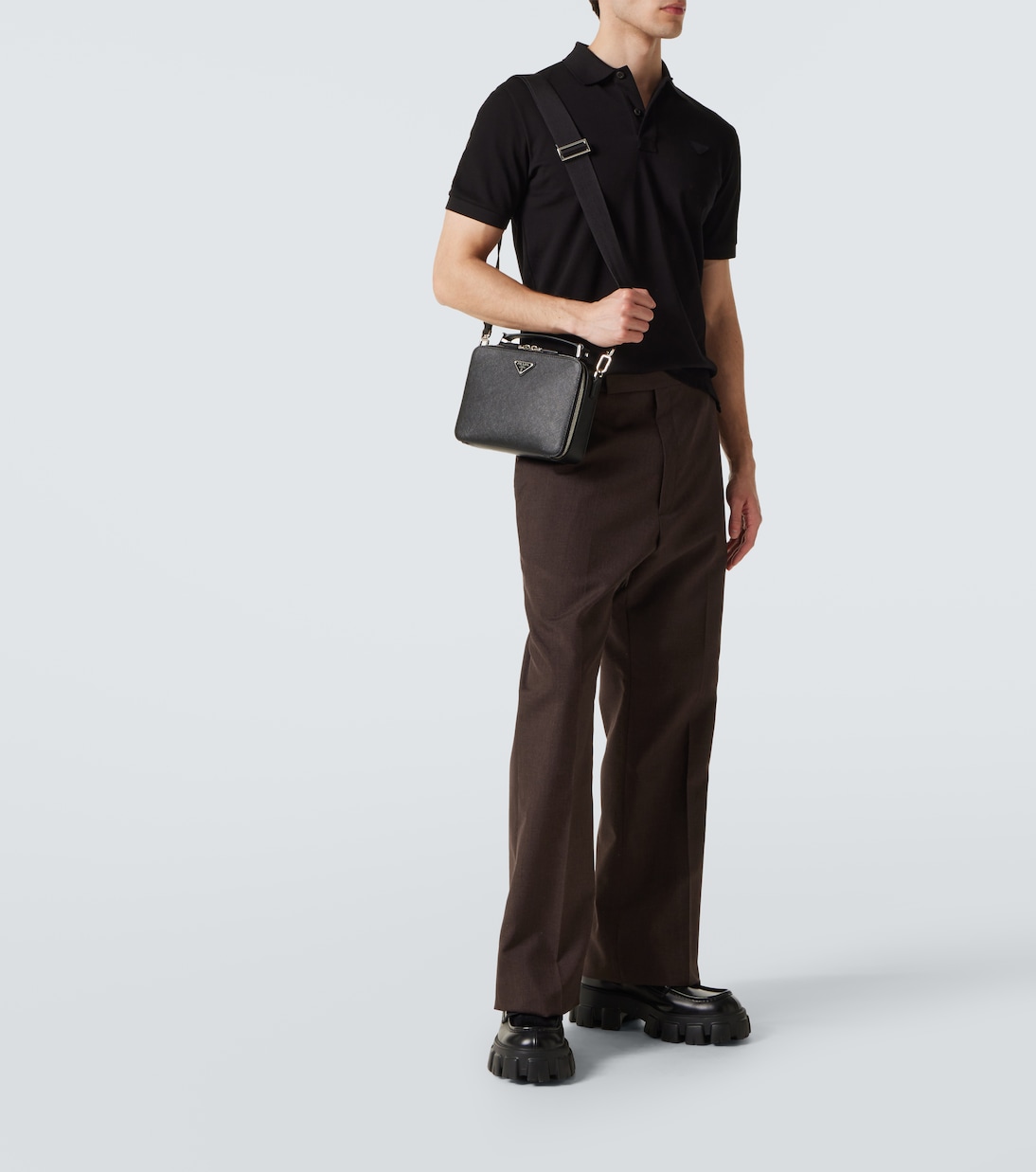 Brique leather shoulder bag | Prada