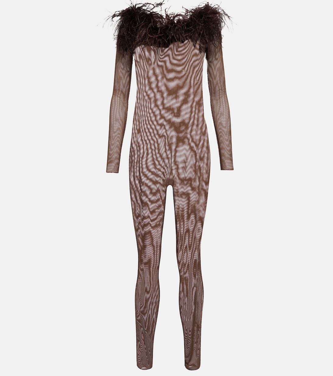 Jumpsuit in mesh con piume | Oséree