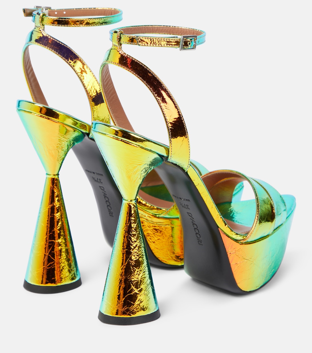 Skye mirrored faux leather platform sandals | D'Accori