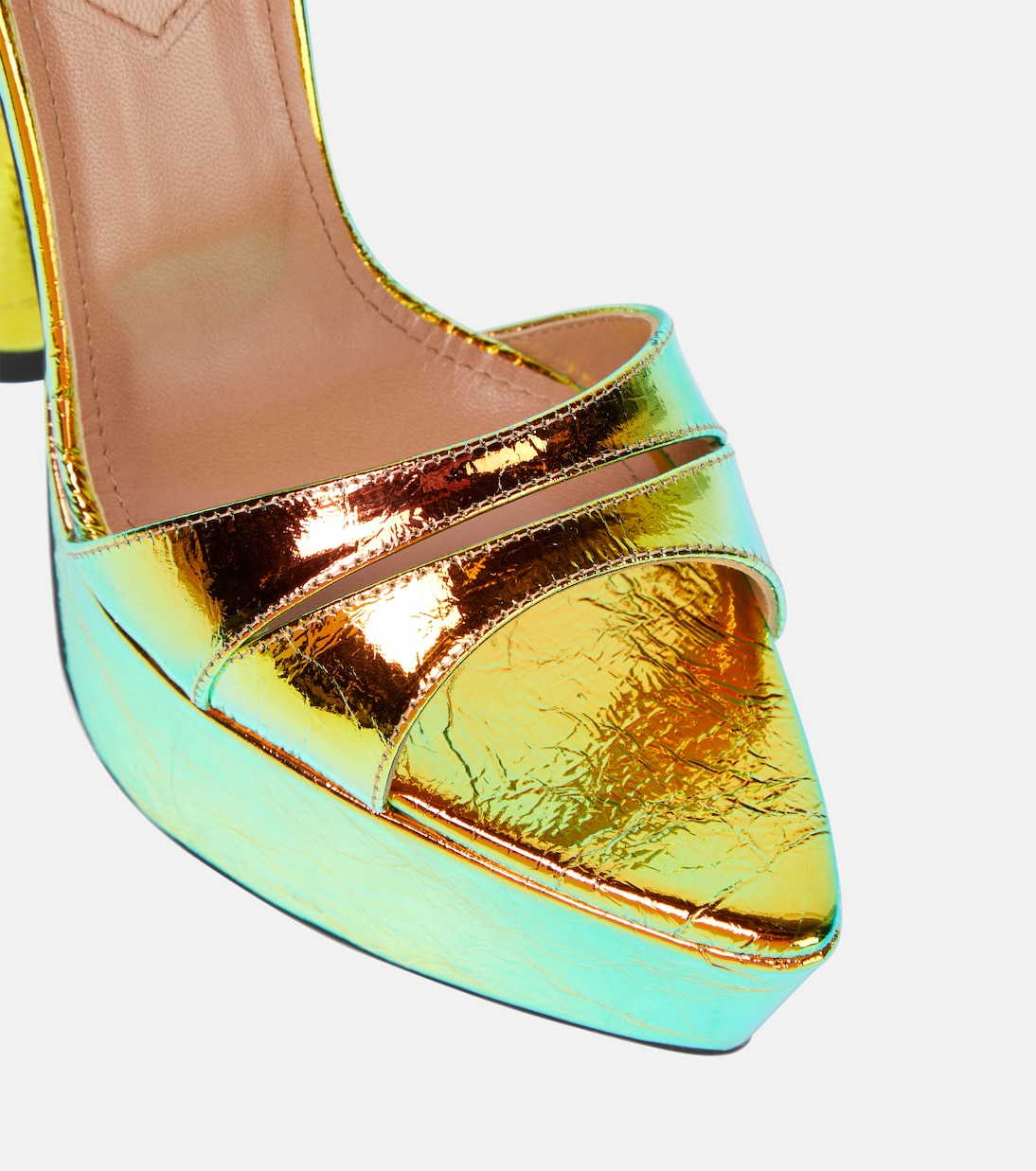 Skye mirrored faux leather platform sandals | D'Accori