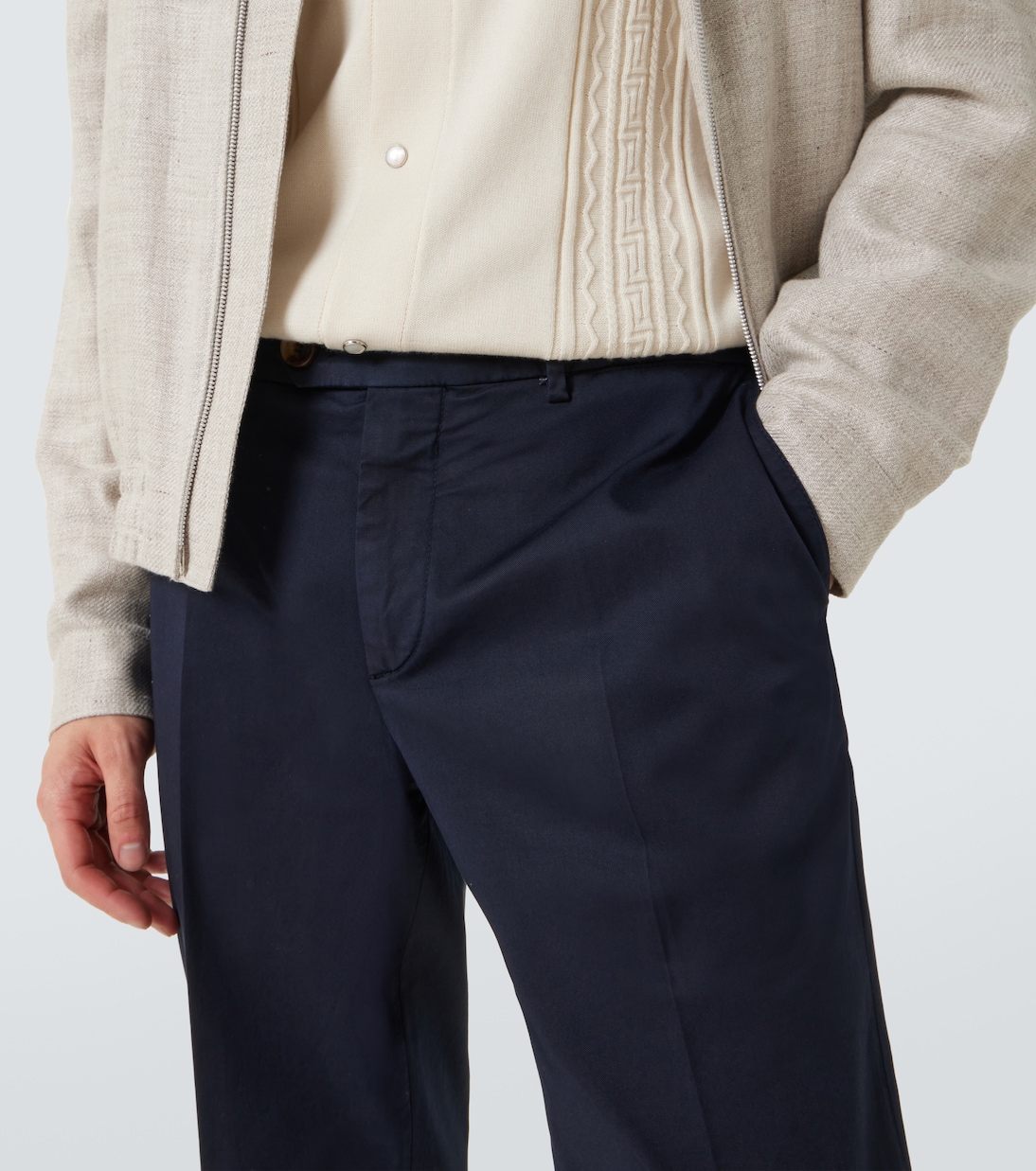 Pantalones slim en gabardina de algodón | Brunello Cucinelli