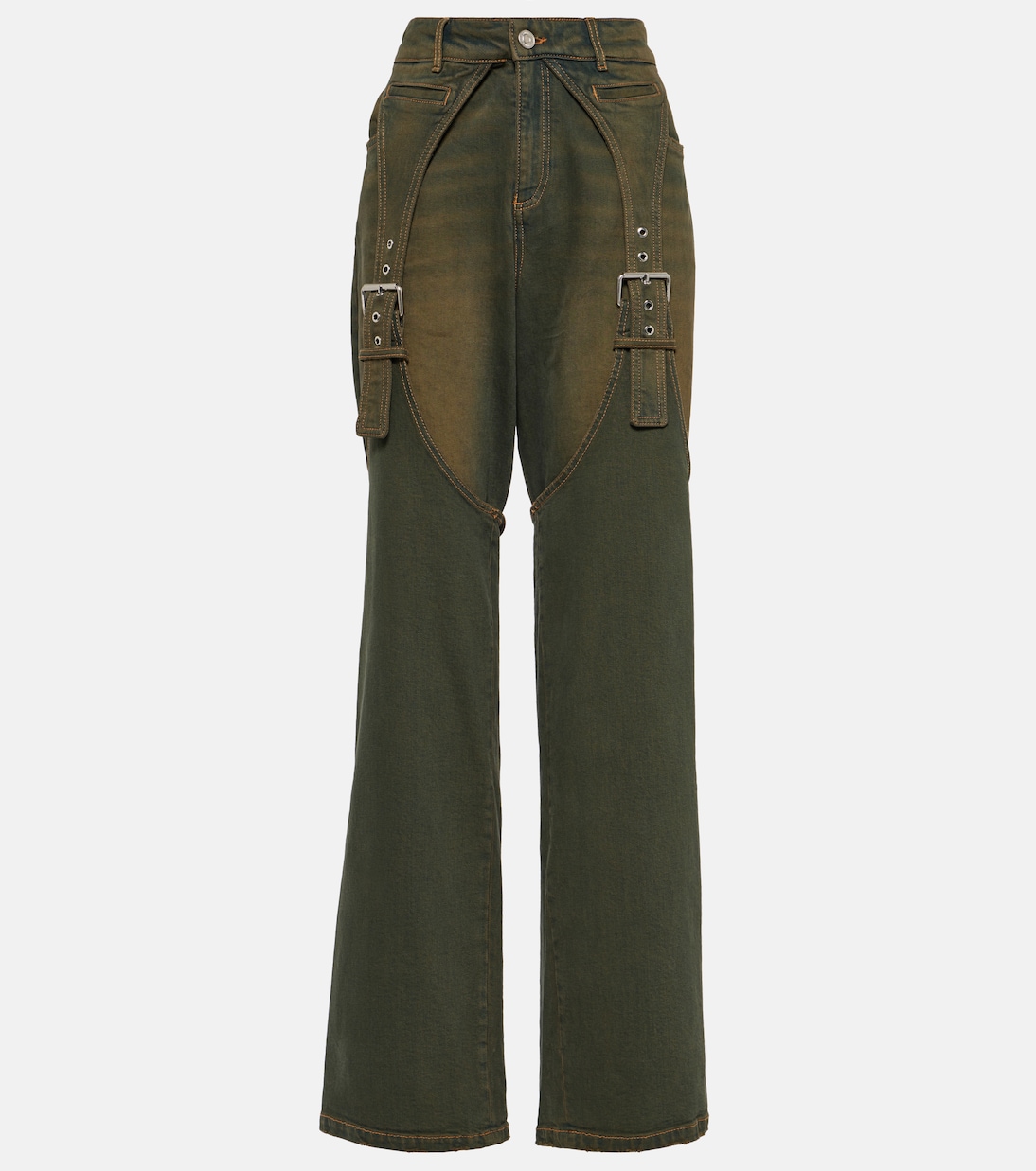 Embellished buckle boyfriend jeans in brown - Blumarine