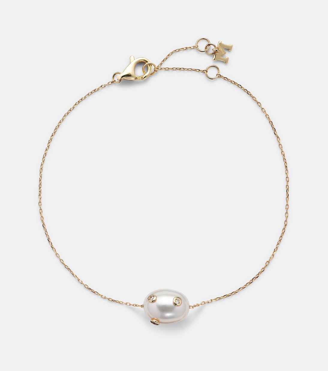 Bracciale in oro 14kt con perla barocca e diamanti, stile giovane e raffinato