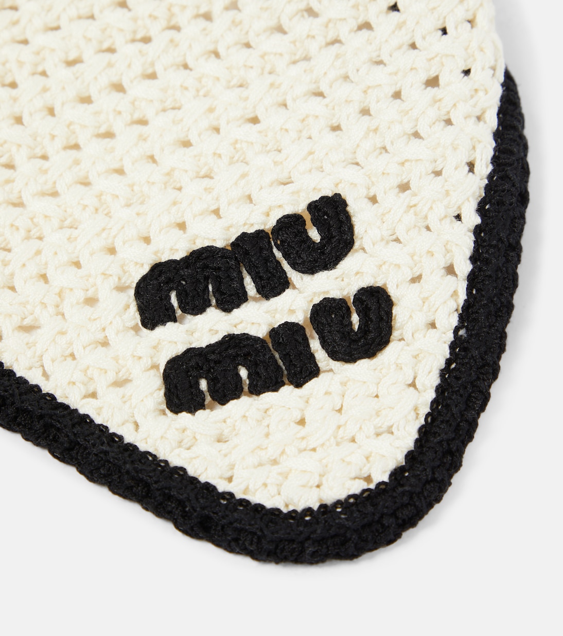 Bandana in crochet di cotone con logo | Miu Miu