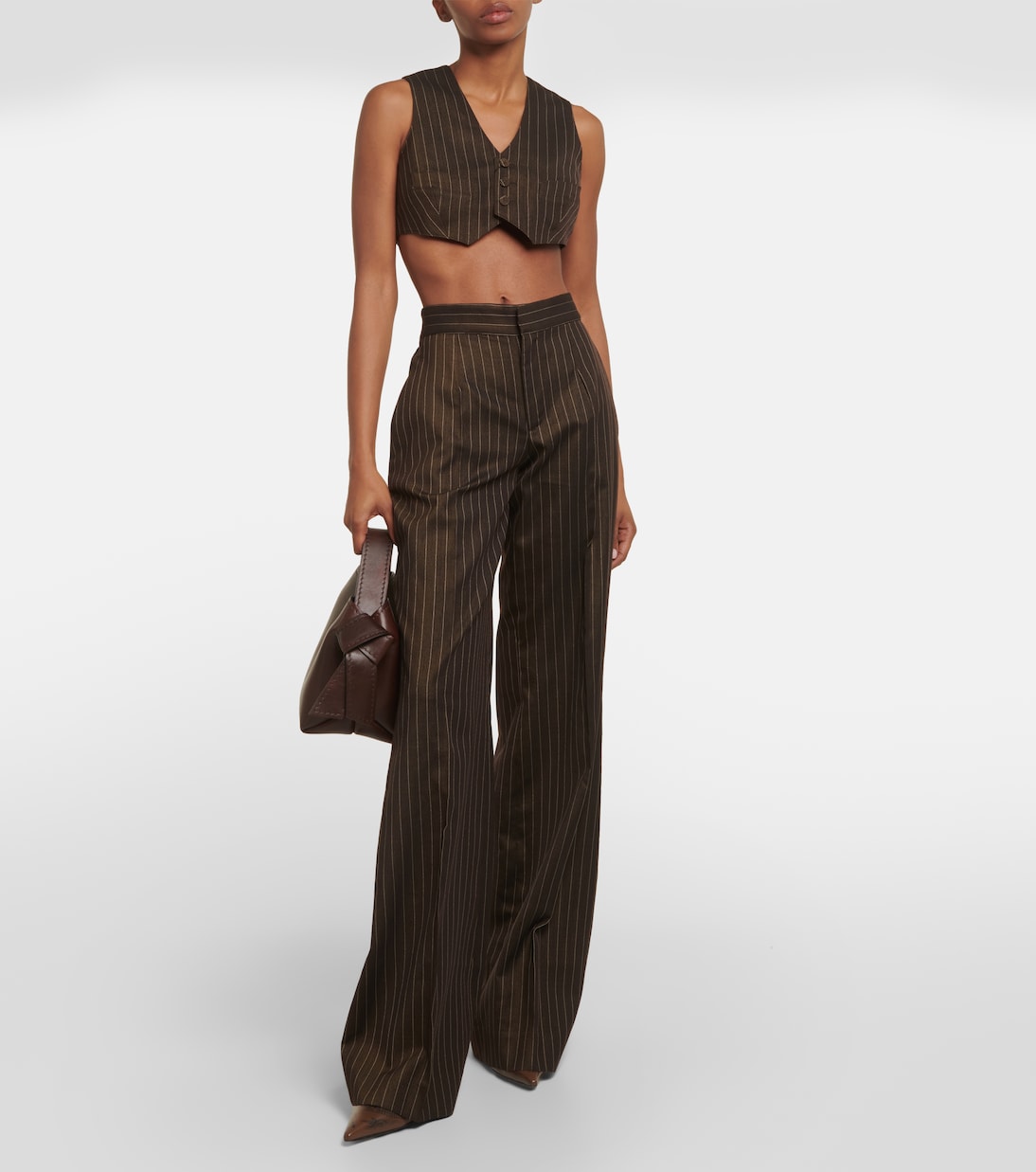 Tattoo flared wool-blend wide-leg pants | Jean Paul Gaultier