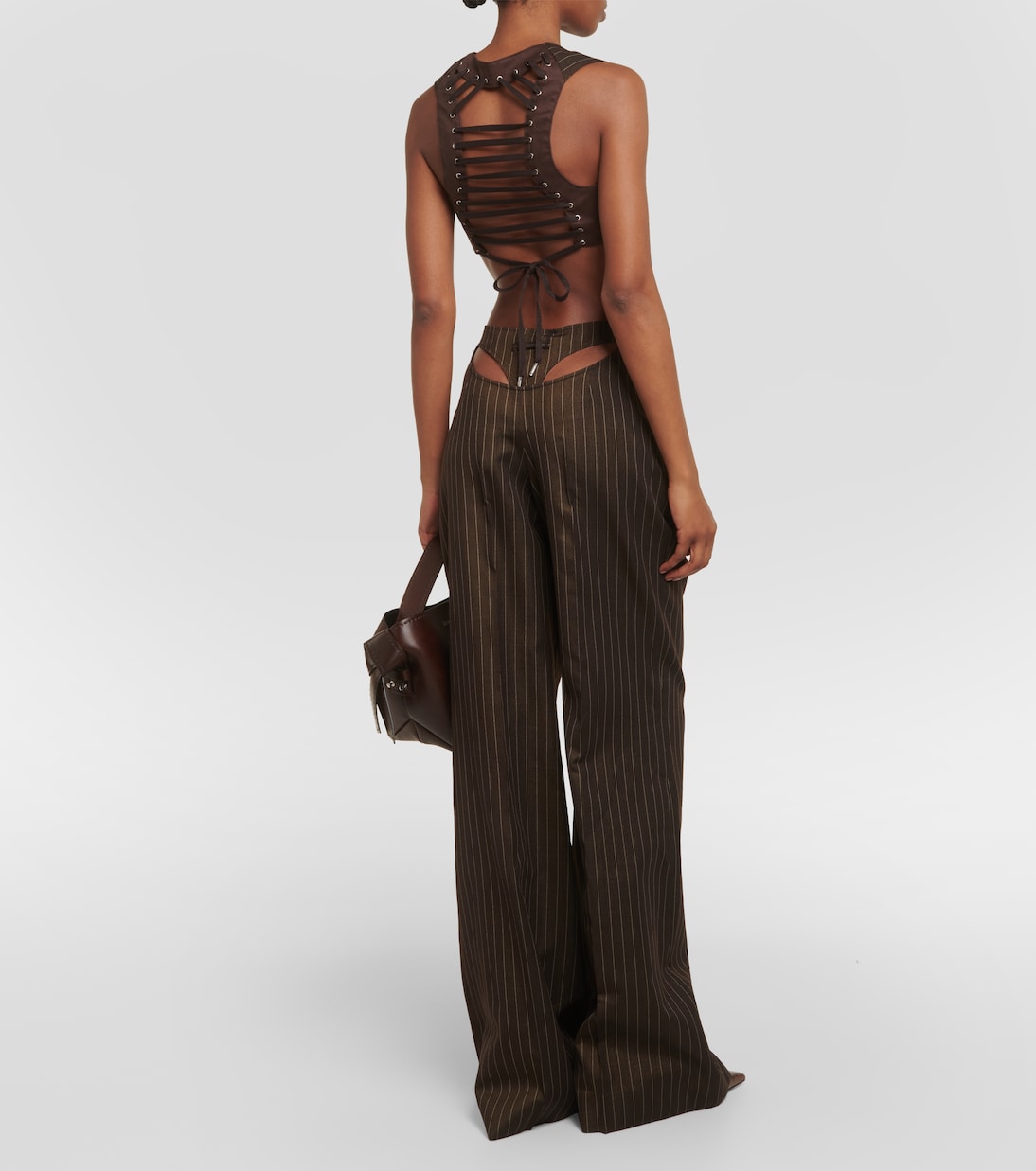 Tattoo flared wool-blend wide-leg pants | Jean Paul Gaultier