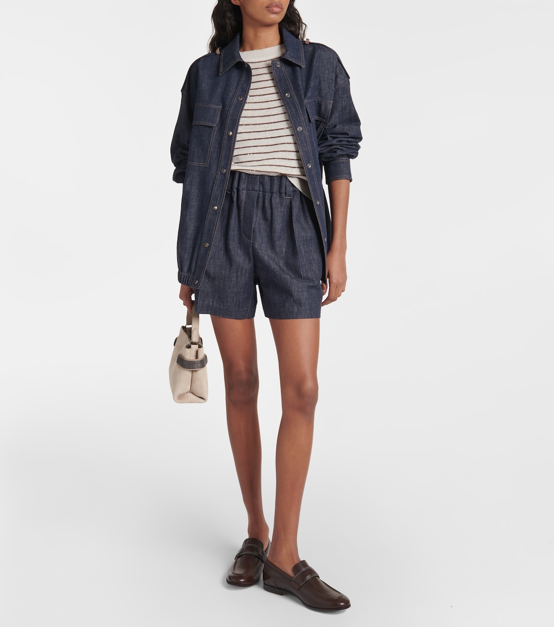 Short à taille haute en jean | Brunello Cucinelli