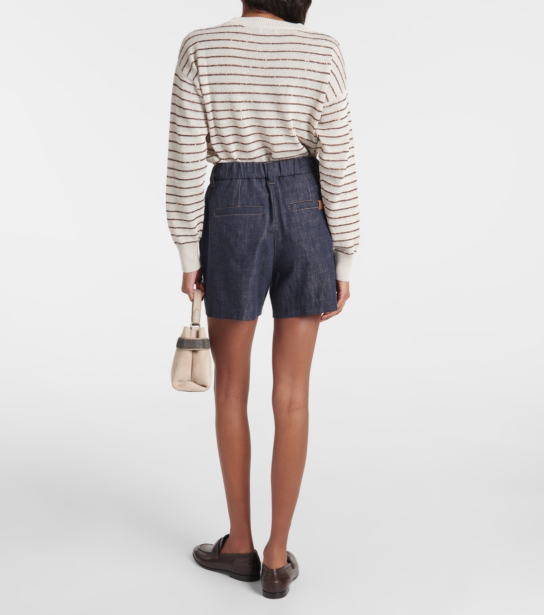Short à taille haute en jean | Brunello Cucinelli