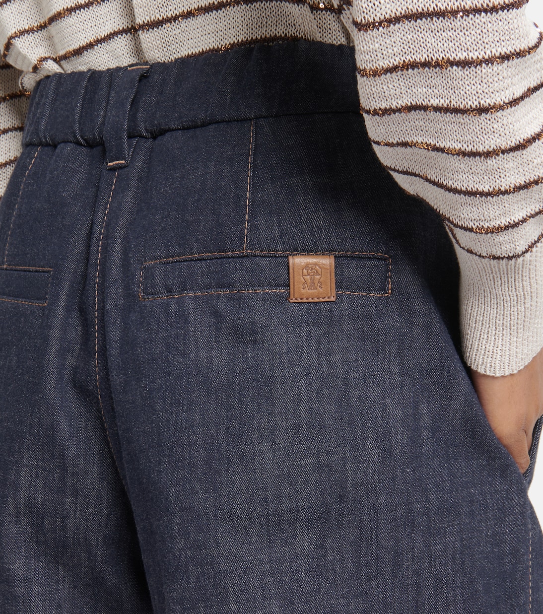 Short à taille haute en jean | Brunello Cucinelli