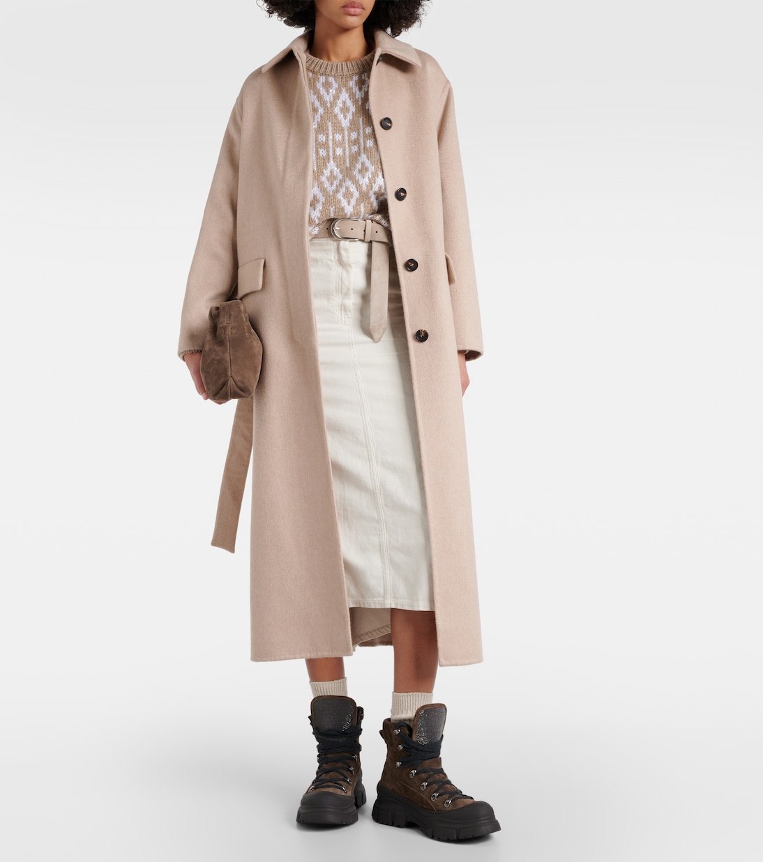 Falda midi de algodón y lino | Brunello Cucinelli