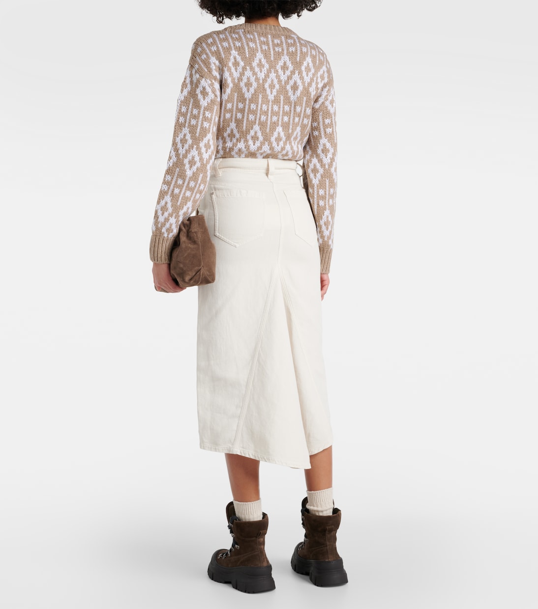Falda midi de algodón y lino | Brunello Cucinelli