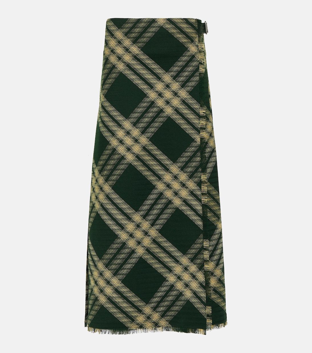 Falda midi de lana a cuadros de tiro alto | Burberry