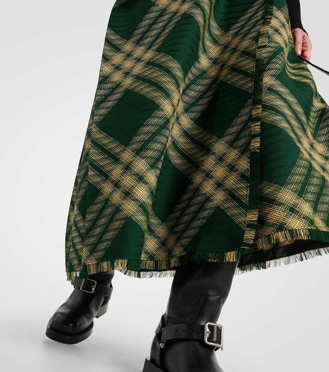 Falda midi de lana a cuadros de tiro alto | Burberry