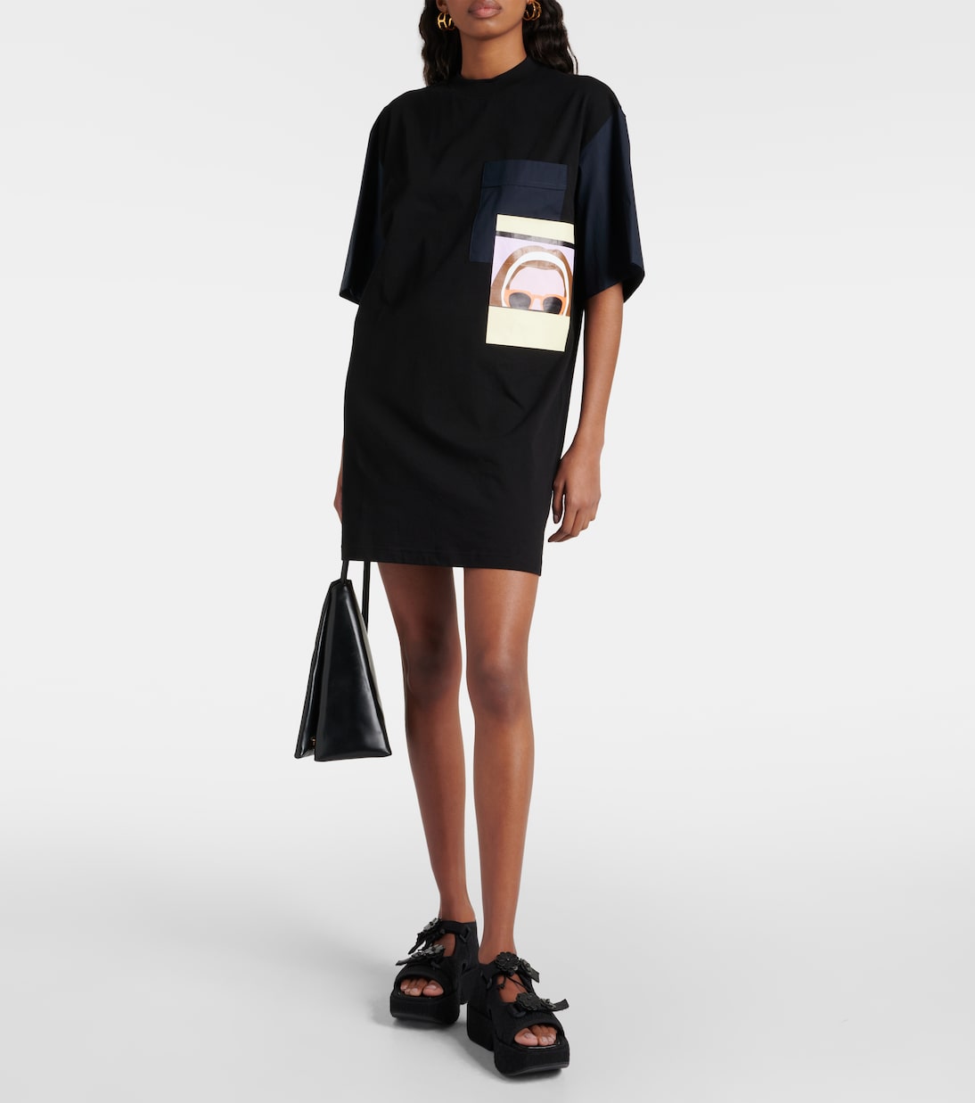 Printed cotton jersey T-shirt minidress  | Plan C