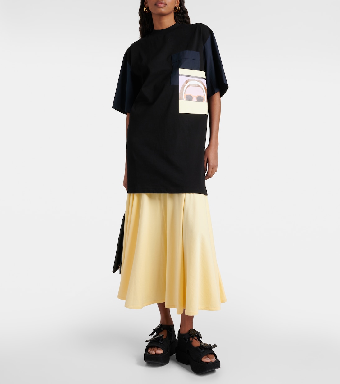 Printed cotton jersey T-shirt minidress  | Plan C