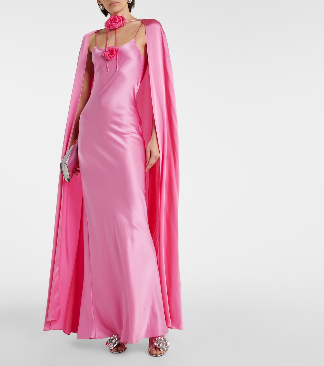 Vestido de fiesta de seda con capa | Rodarte