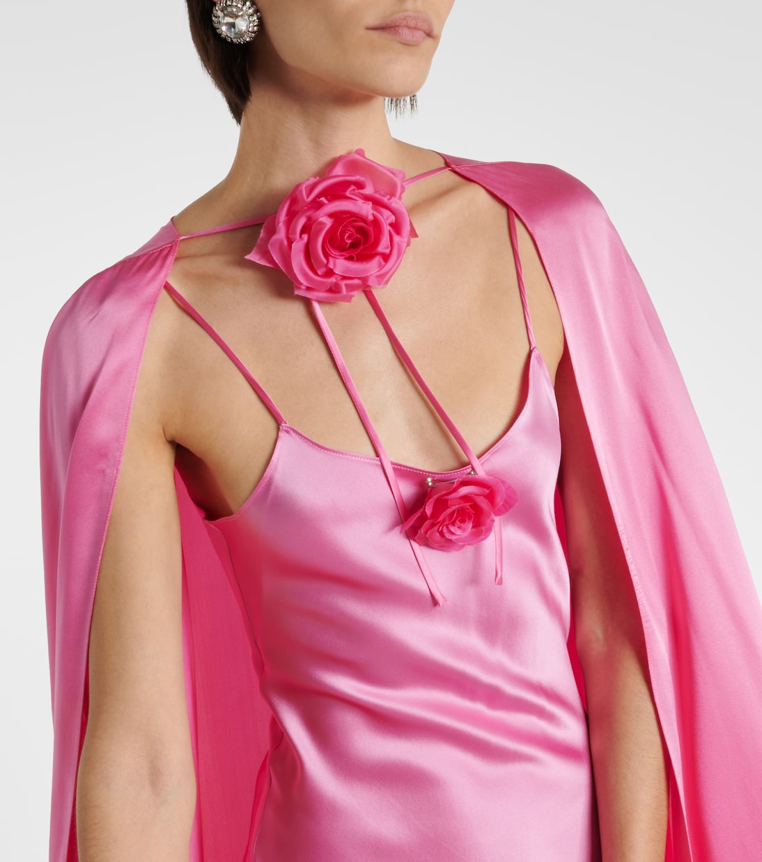 Vestido de fiesta de seda con capa | Rodarte