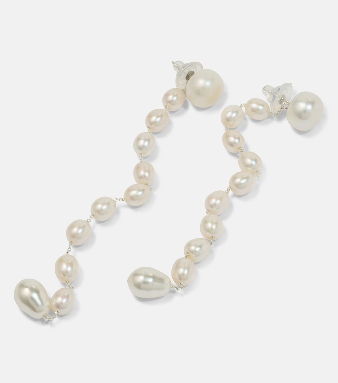 Boucles d'oreilles Passante Medium en argent sterling à perles | Sophie Buhai