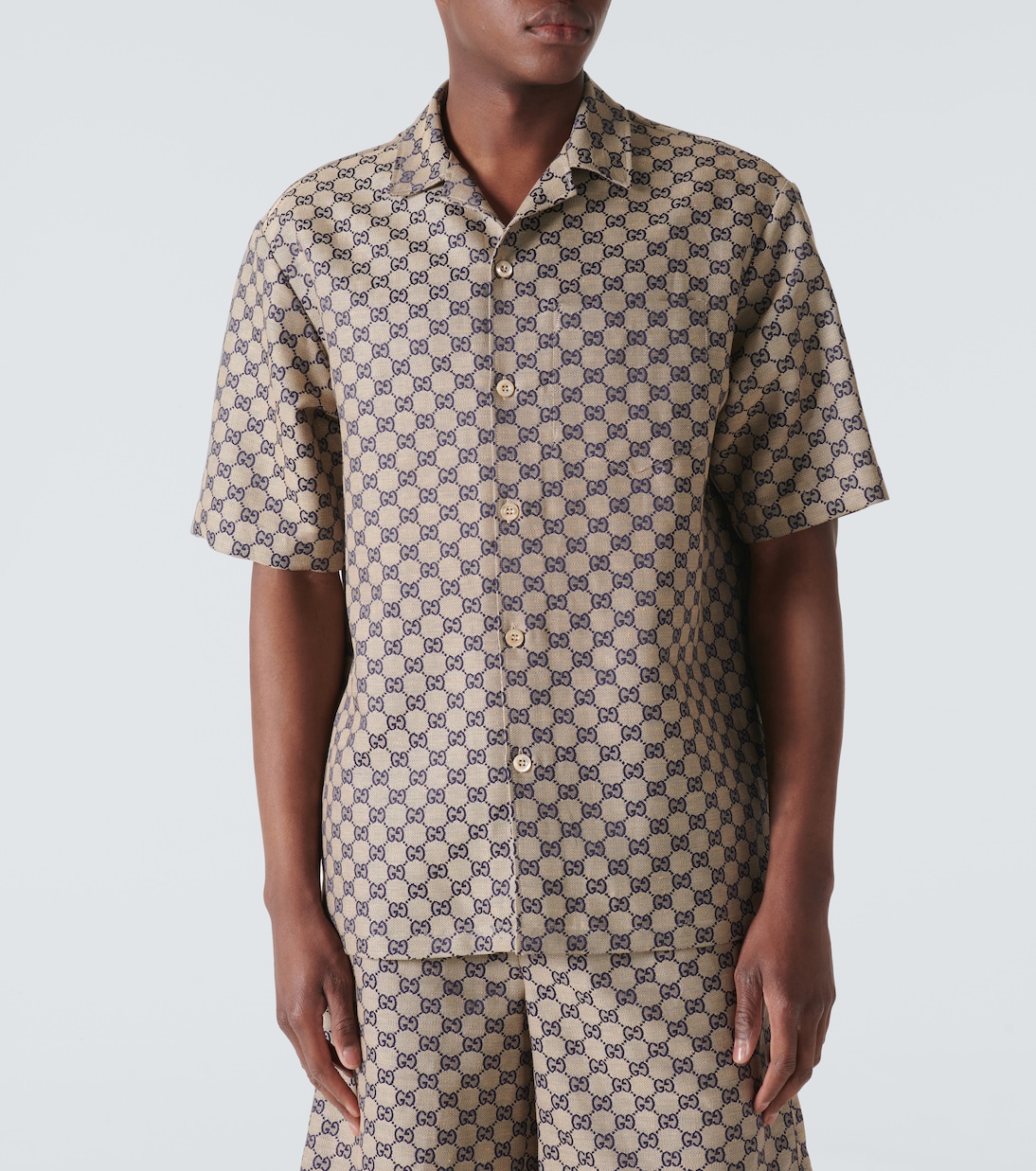 Camicia bowling in misto lino GG | Gucci