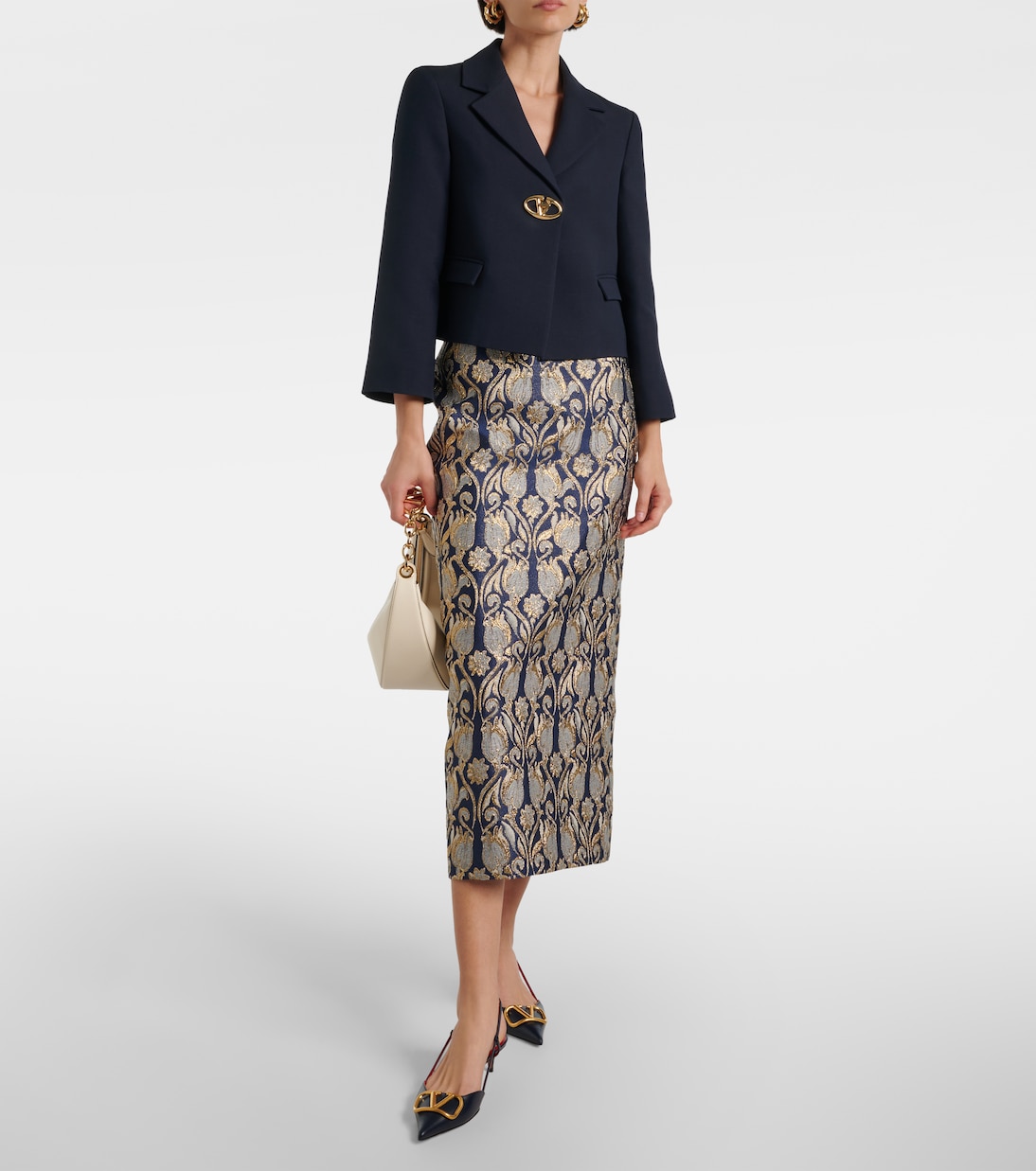 Jupe midi Mossi en brocart | Valentino