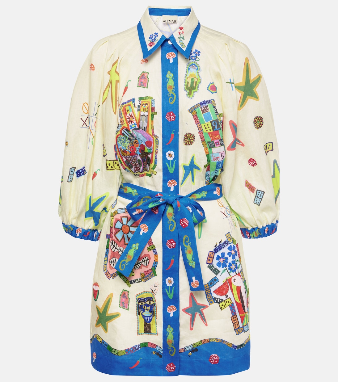 Printed belted linen shirt dress | Alémais