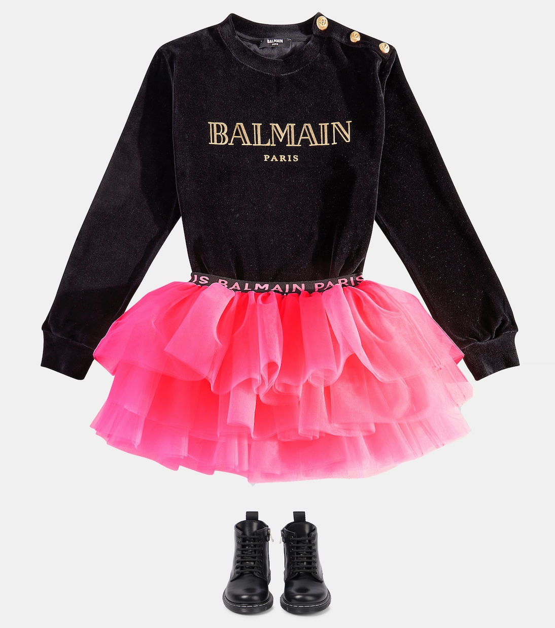 Felpa in misto cotone con logo | Balmain Kids