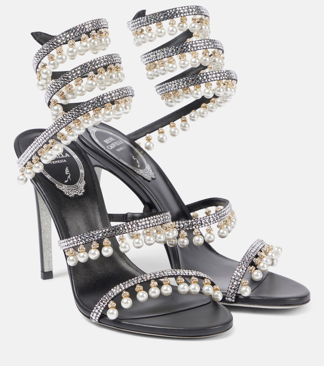 Sandales 85 en satin à ornements | Rene Caovilla