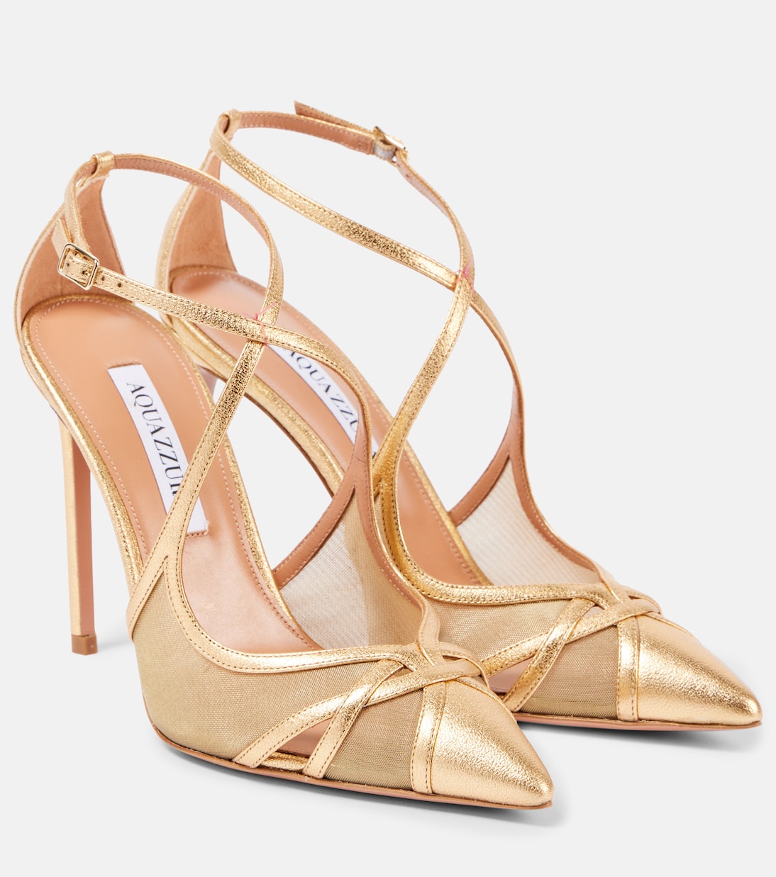 Pumps Shear 105 in pelle metallizzata e mesh | Aquazzura