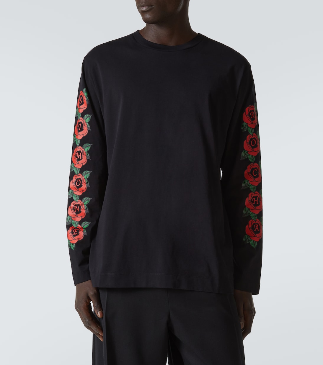 T-shirt en coton à fleurs et logo | Simone Rocha