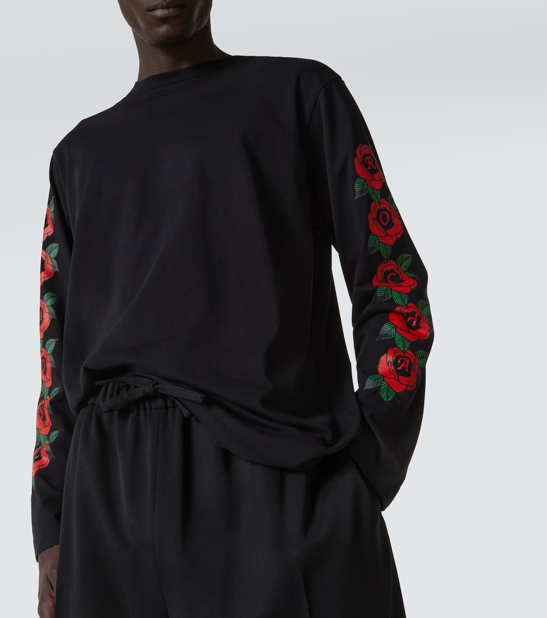 T-shirt en coton à fleurs et logo | Simone Rocha
