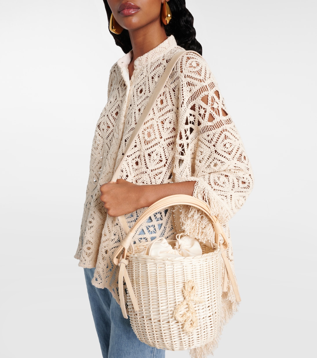 Iza rattan-trimmed wicker basket bag | Ruslan Baginskiy