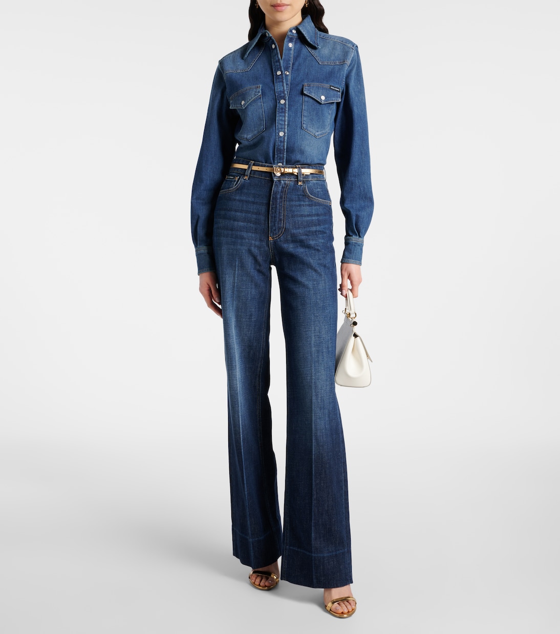 Jeans a gamba larga e vita alta | Dolce&Gabbana