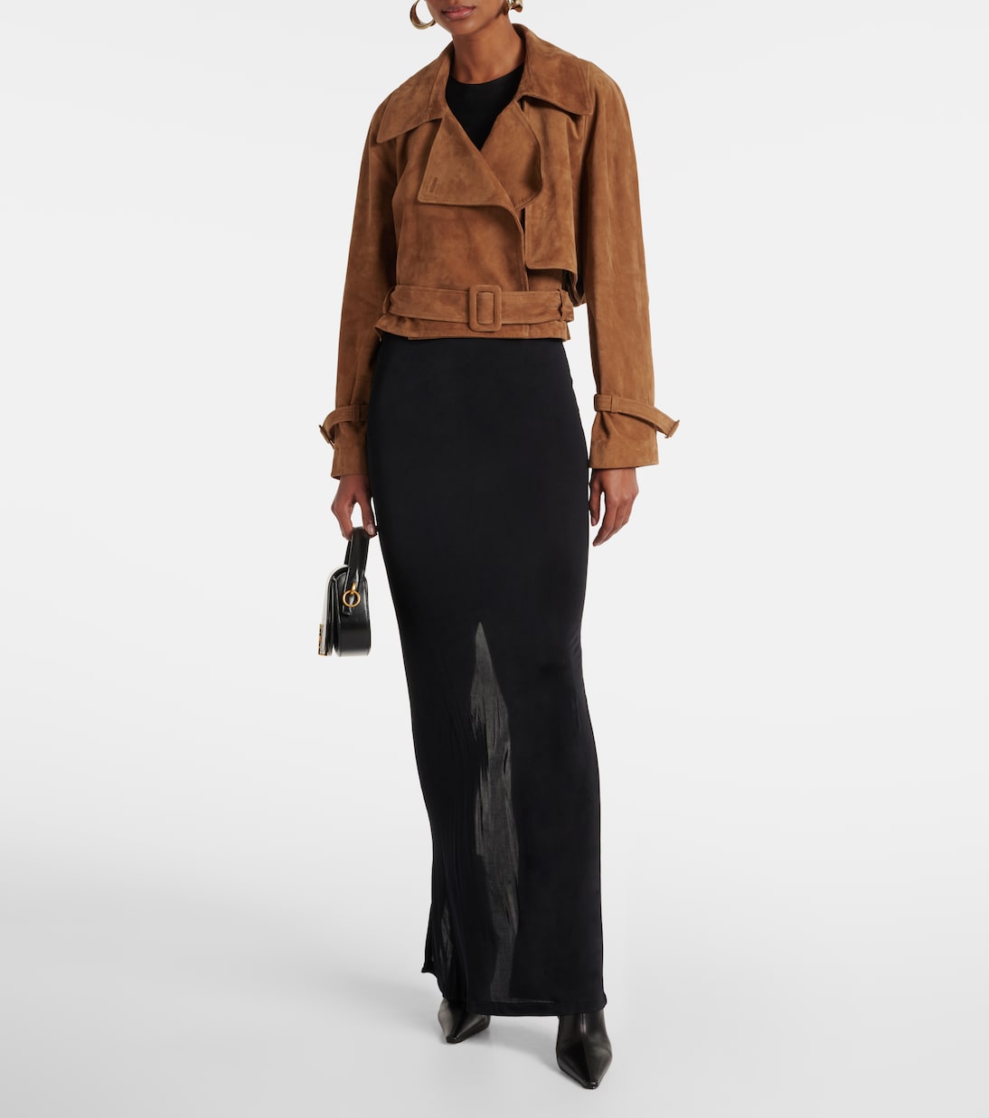 Giacca cropped Hatti in suede | Nour Hammour
