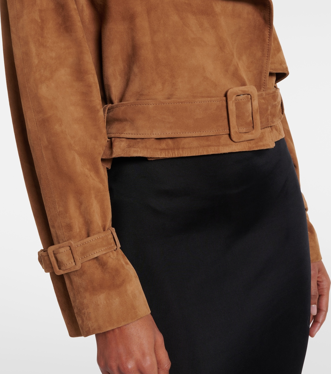 Giacca cropped Hatti in suede | Nour Hammour