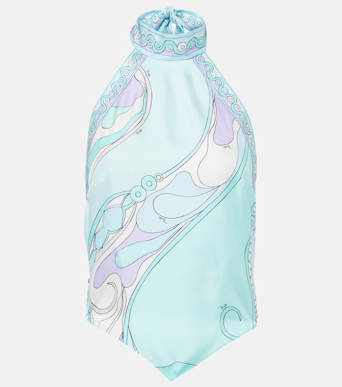 Top Orchidee en sarga de seda con cuello halter | Pucci