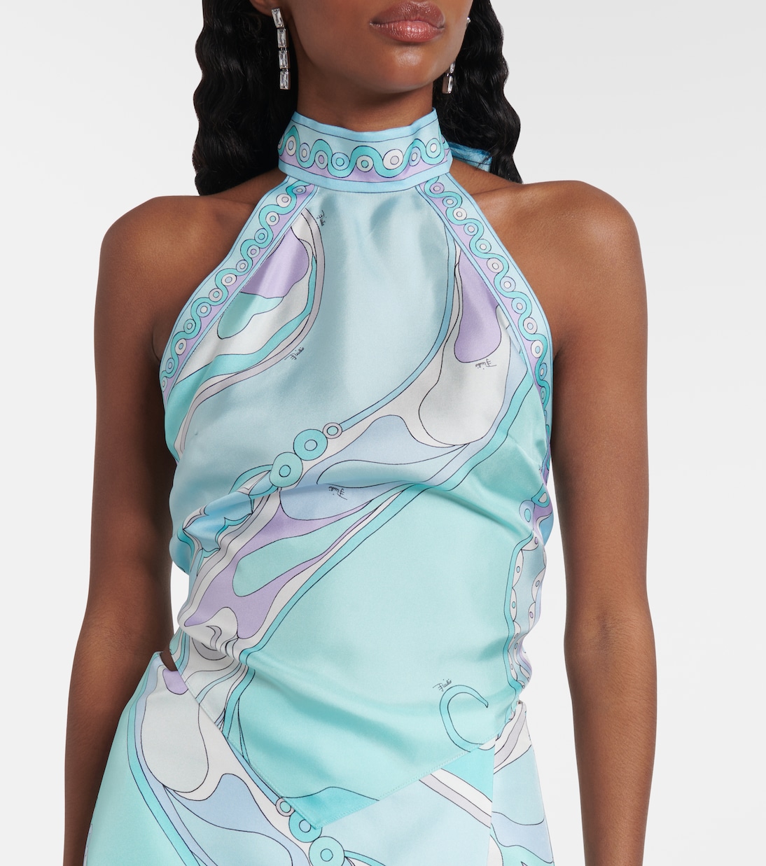 Top Orchidee en sarga de seda con cuello halter | Pucci